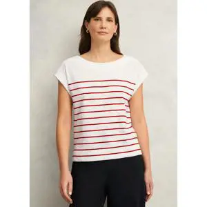 Hobbs Alycia Cotton Slub Stripe T Shirt